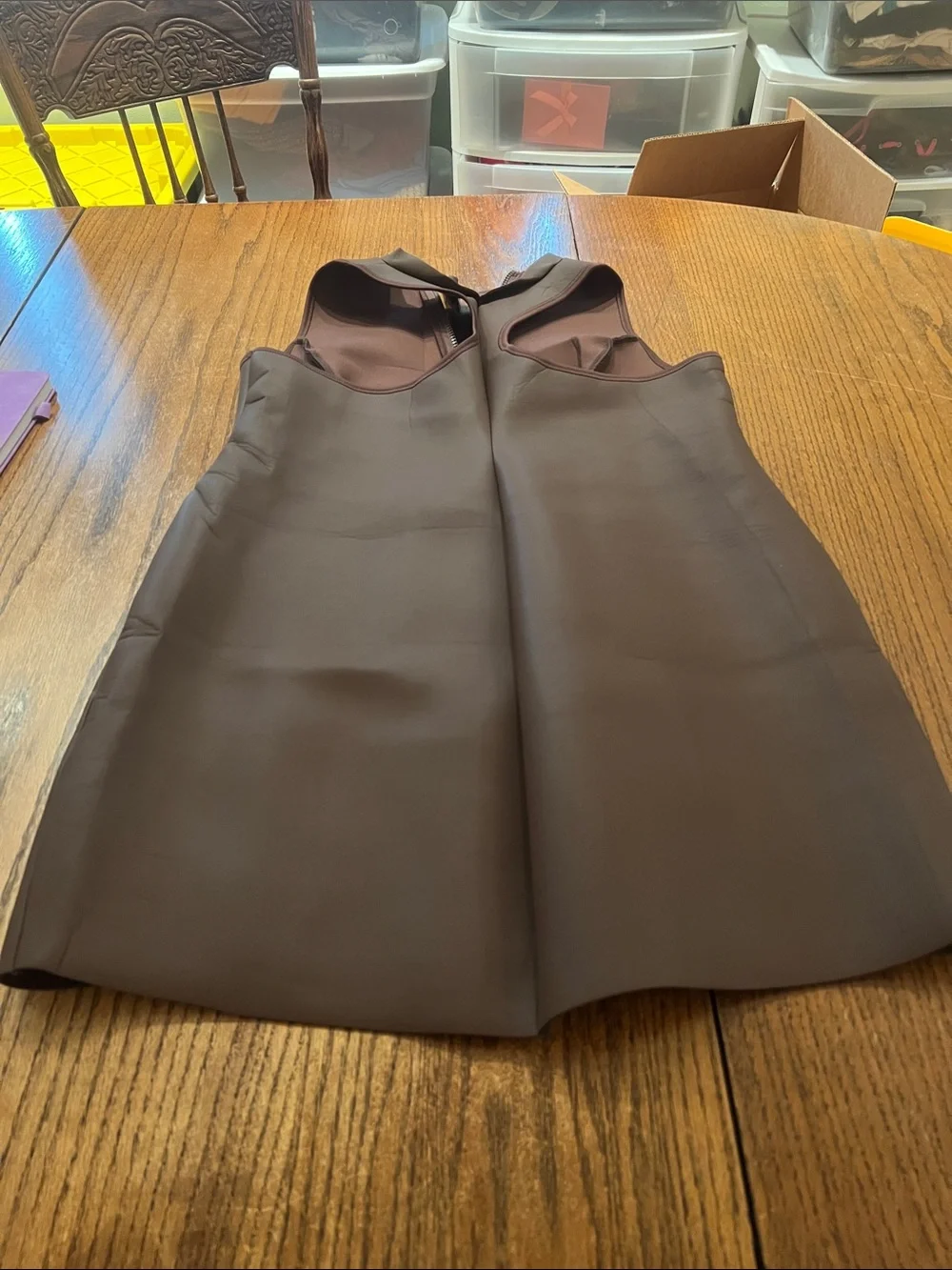 Skims Sleeveless Brown Rubber Zip-Front Swim Dress size 2X